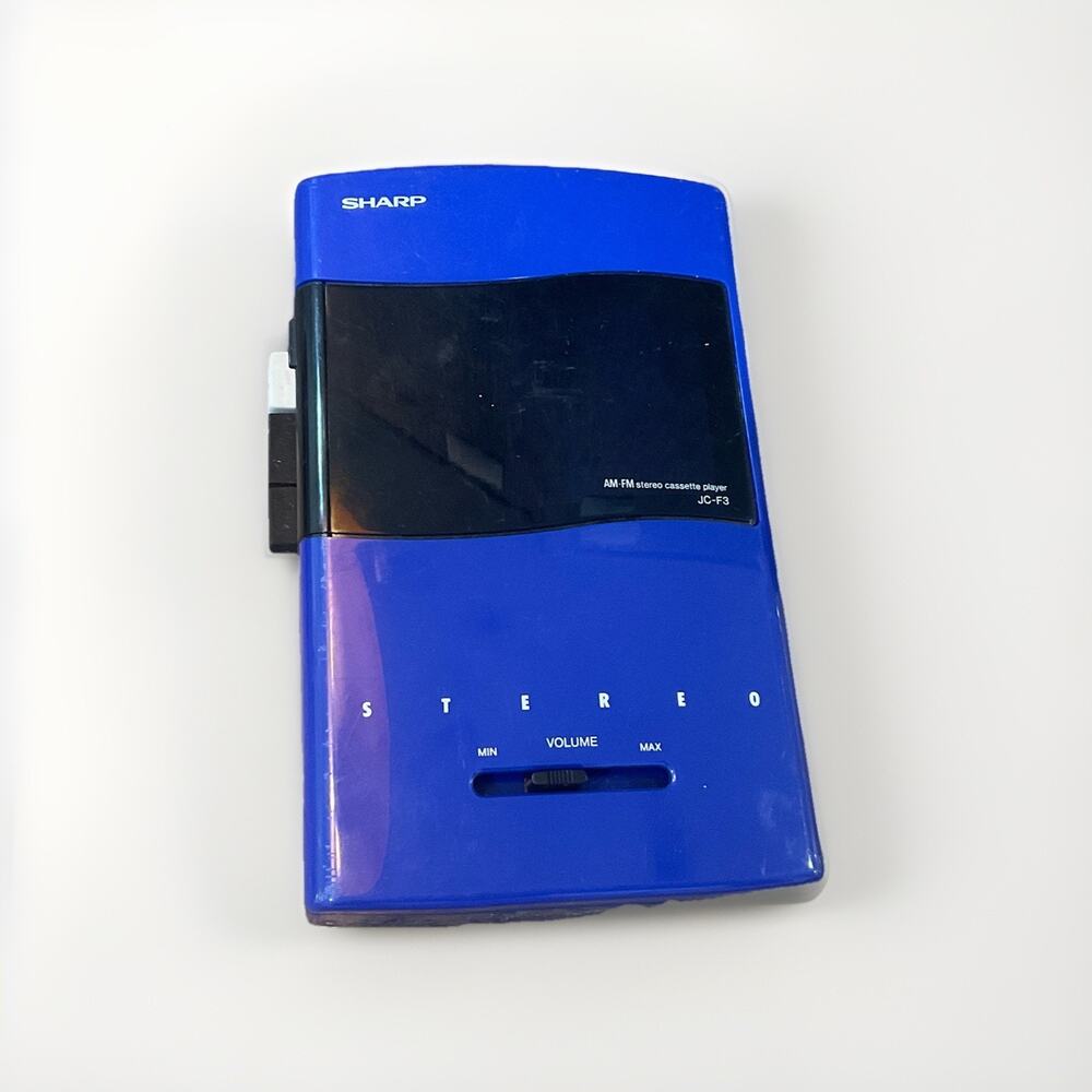 Sharp JC-F3 Portable Cassette Player Recorder Blue Tested Working Mint - Vintage